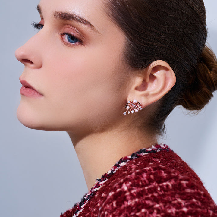 Top Grade Freshwater Pearl Earrings WE00966 | TWEED - PEARLY LUSTRE