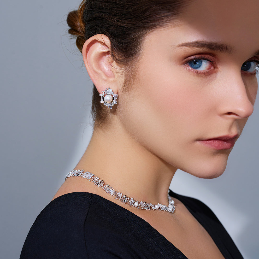 Top Grade Freshwater Pearl Earrings WE00972 | TWEED - PEARLY LUSTRE
