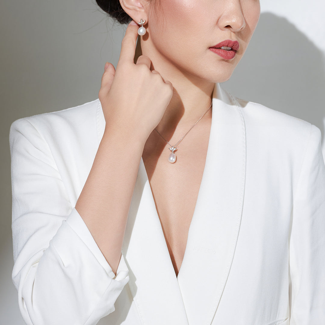 Elegant Freshwater Pearl Earrings WE00055 - PEARLY LUSTRE