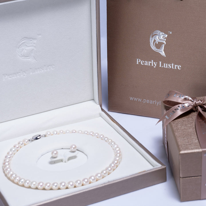 Elegent White Freshwater Pearl Necklace WN00094 - PEARLY LUSTRE