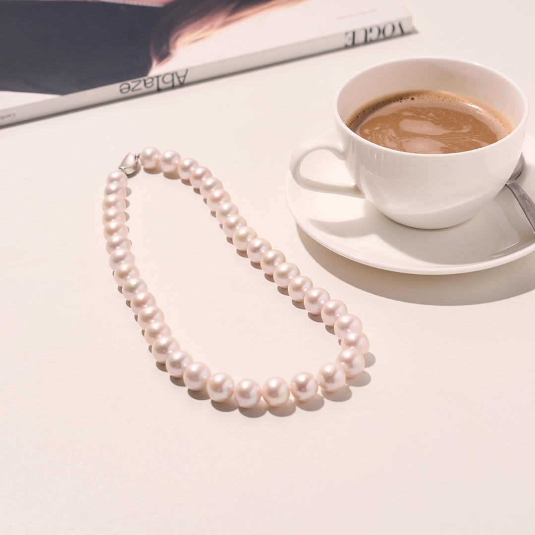 Elegent White Freshwater Pearl Necklace WN00094 - PEARLY LUSTRE