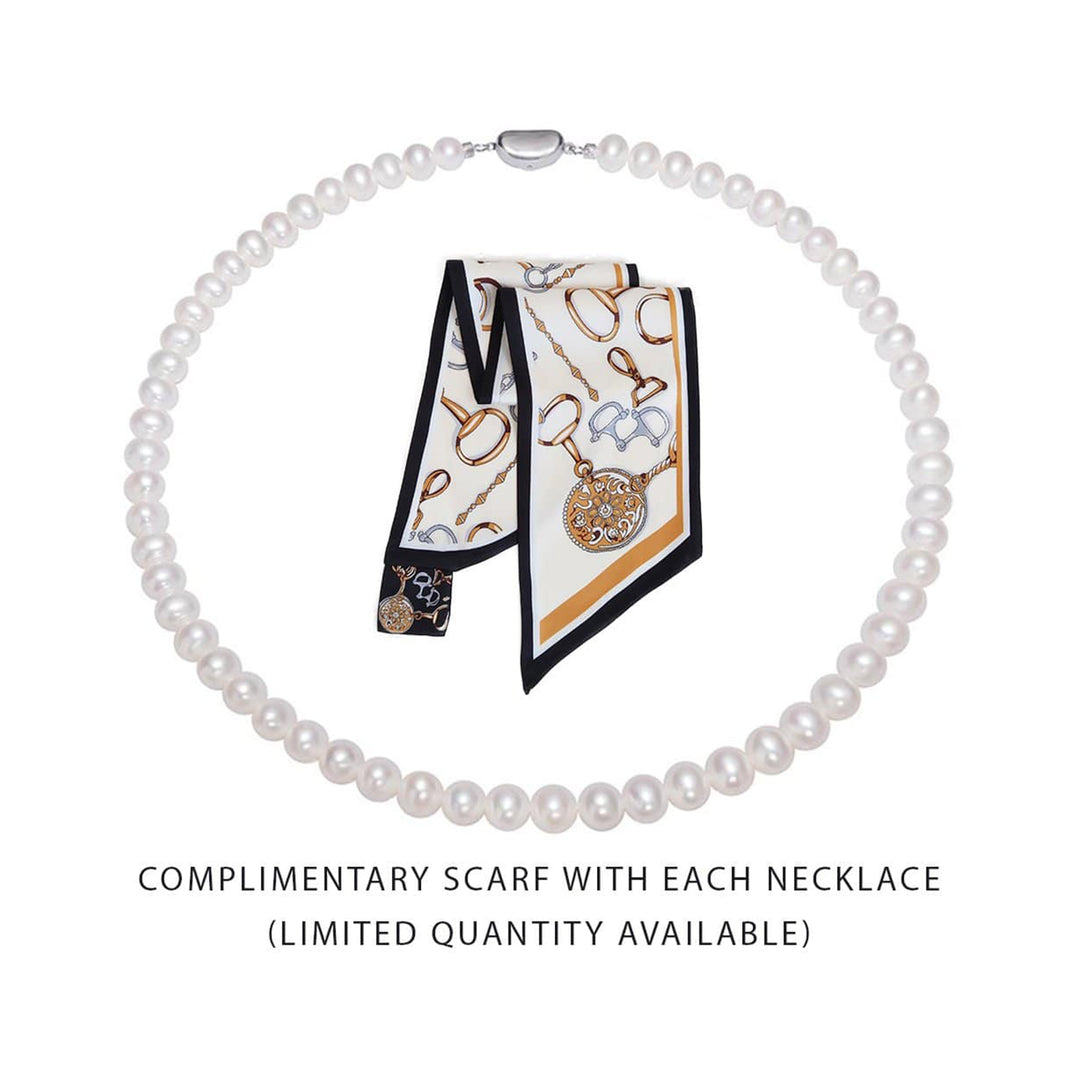 Elegant Freshwater Pearl Necklace WN00238 with complimentary Silk Scarf, One Necklace multiple style - PEARLY LUSTRE