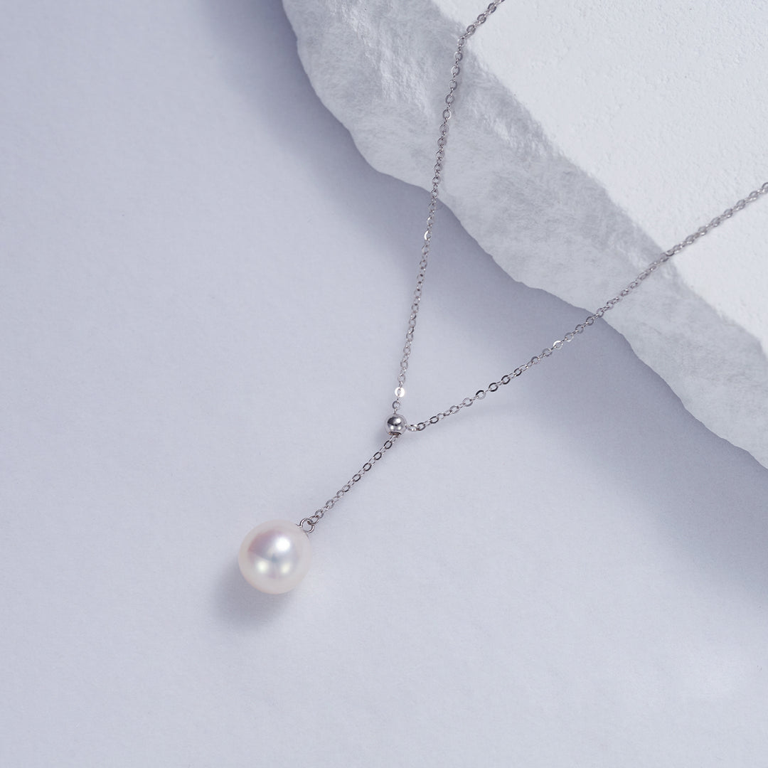 Elegant Freshwater Pearl 18K Solid Gold Necklace KN00047 - PEARLY LUSTRE