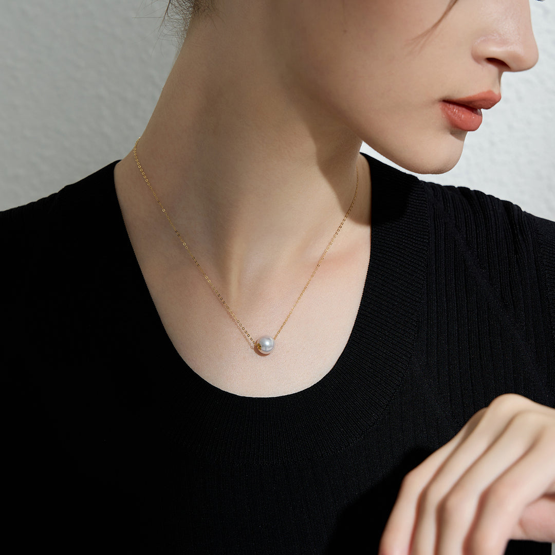 18K Solid Gold Interchangeable Pearl Necklace KN00044 | Possibilities - PEARLY LUSTRE