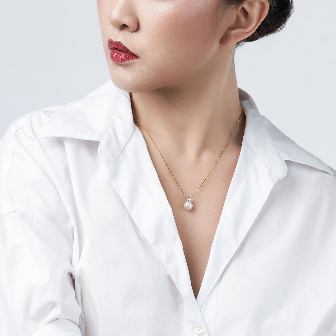 Elegant Freshwater Semi Round Pearl Necklace WN00482 - PEARLY LUSTRE