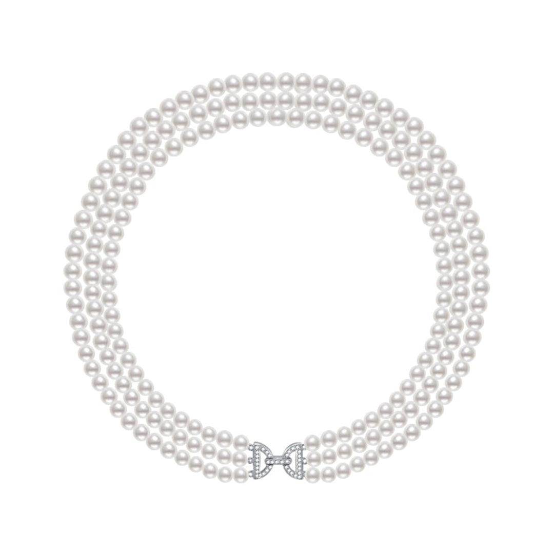 Choker Length 3-Layer Freshwater Pearl Necklace WN00499 - PEARLY LUSTRE