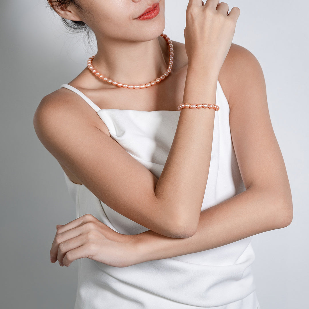 Pink Freshwater Pearl Bracelet WB00196 - PEARLY LUSTRE