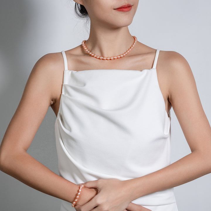 Pink Freshwater Pearl Bracelet WB00196 - PEARLY LUSTRE