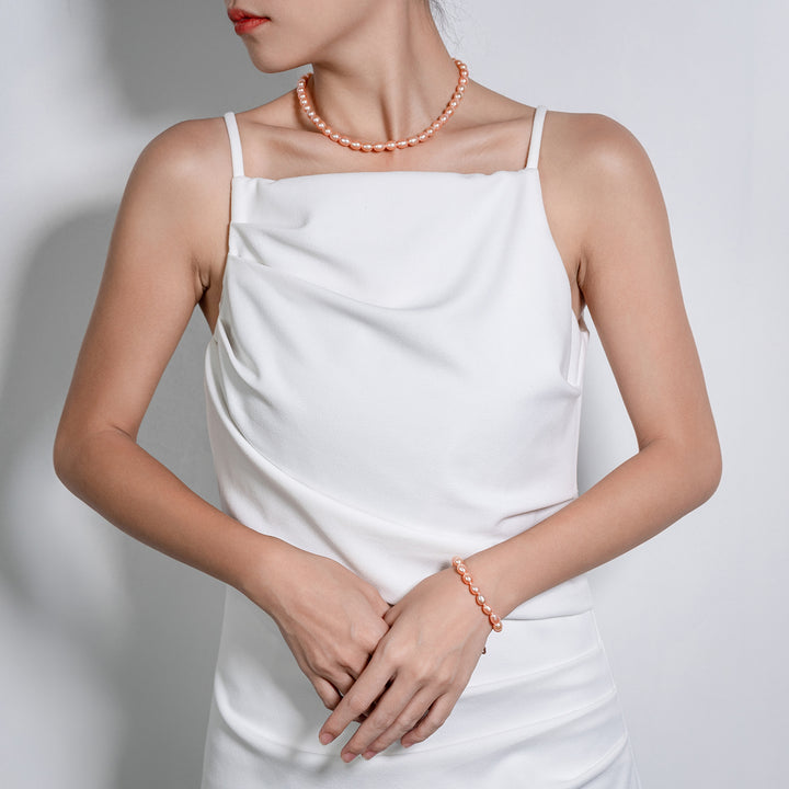 Pink Freshwater Pearl Bracelet WB00196 - PEARLY LUSTRE