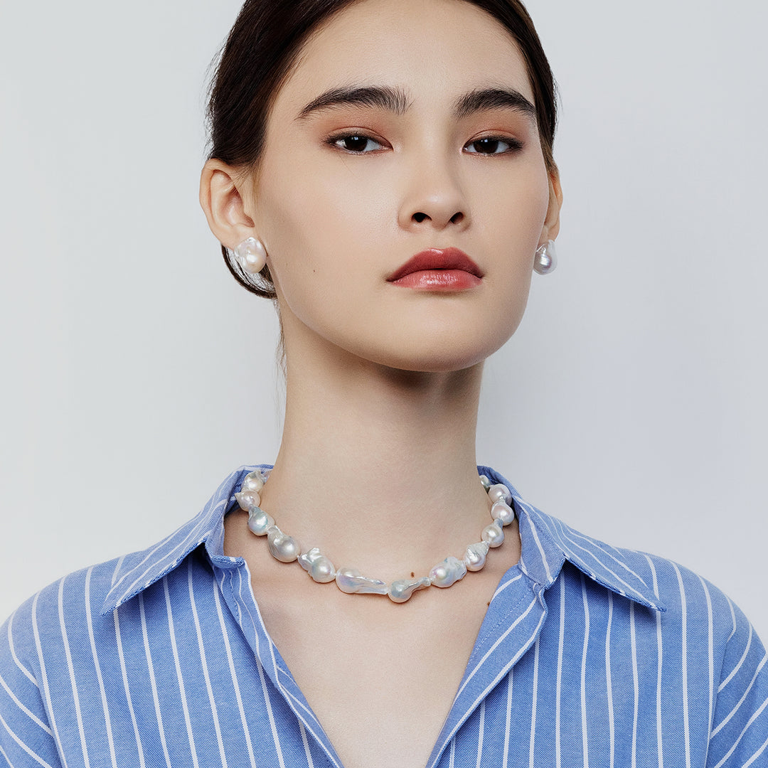 Baroque Pearl Necklace WN00505 | New Yorker - PEARLY LUSTRE