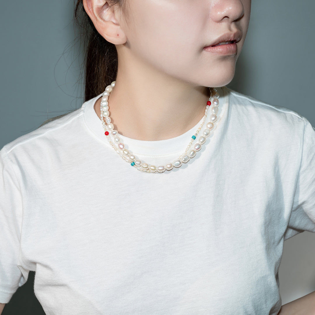 Keshi Freshwater Pearl Necklace WN00535 | Happy Summer - PEARLY LUSTRE