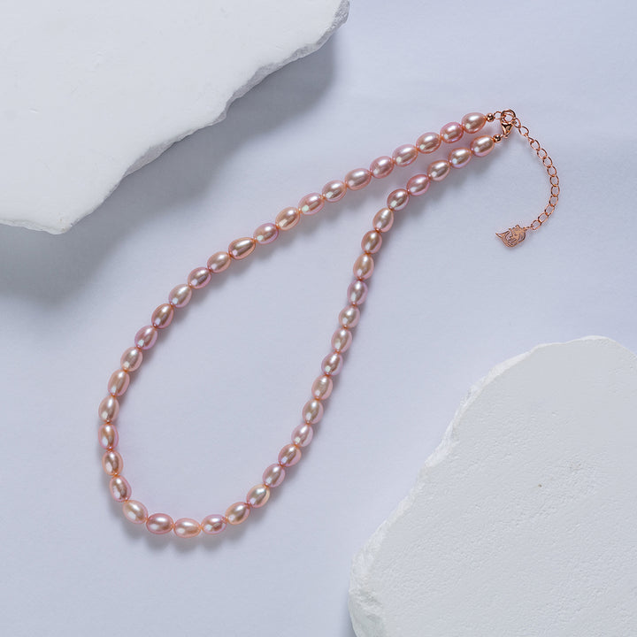 Elegant Purple Freshwater Rice Pearl Necklace WN00541 - PEARLY LUSTRE