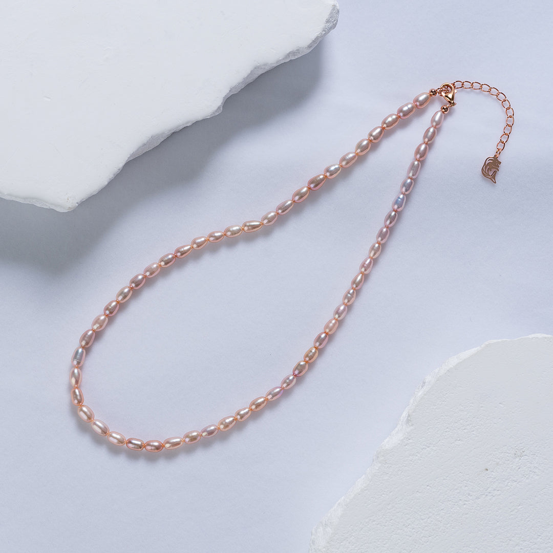 Elegant Purple Freshwater Rice Pearl Necklace WN00541 - PEARLY LUSTRE