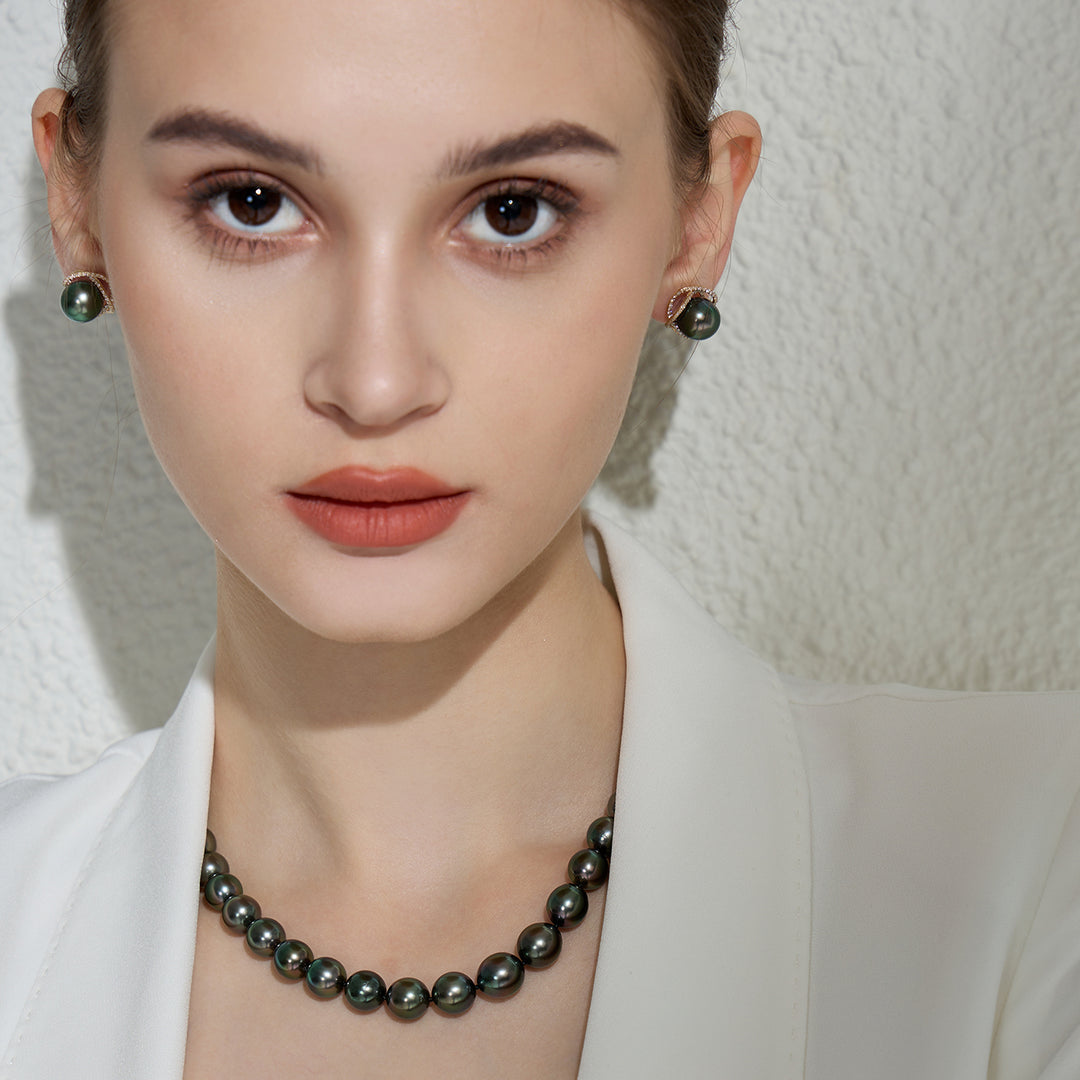 Brilliant Freshwater Black Pearl Necklace WN00546 - PEARLY LUSTRE