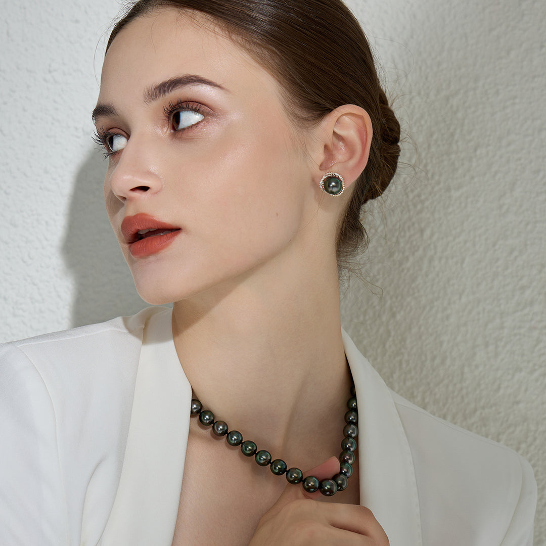 Brilliant Freshwater Black Pearl Necklace WN00546 - PEARLY LUSTRE