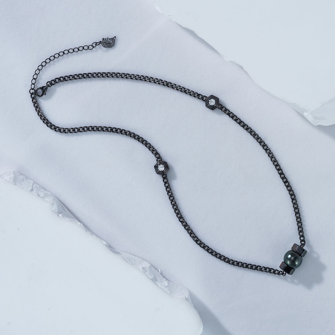 Tahitian Pearl Necklace WN00549 | HEXAGON - PEARLY LUSTRE