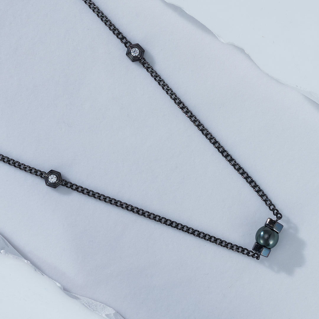Tahitian Pearl Necklace WN00549 | HEXAGON - PEARLY LUSTRE