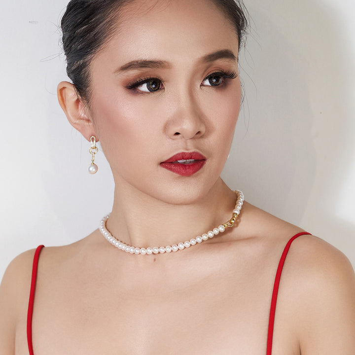 Elegant Freshwater Pearl Earrings WE00670 - PEARLY LUSTRE