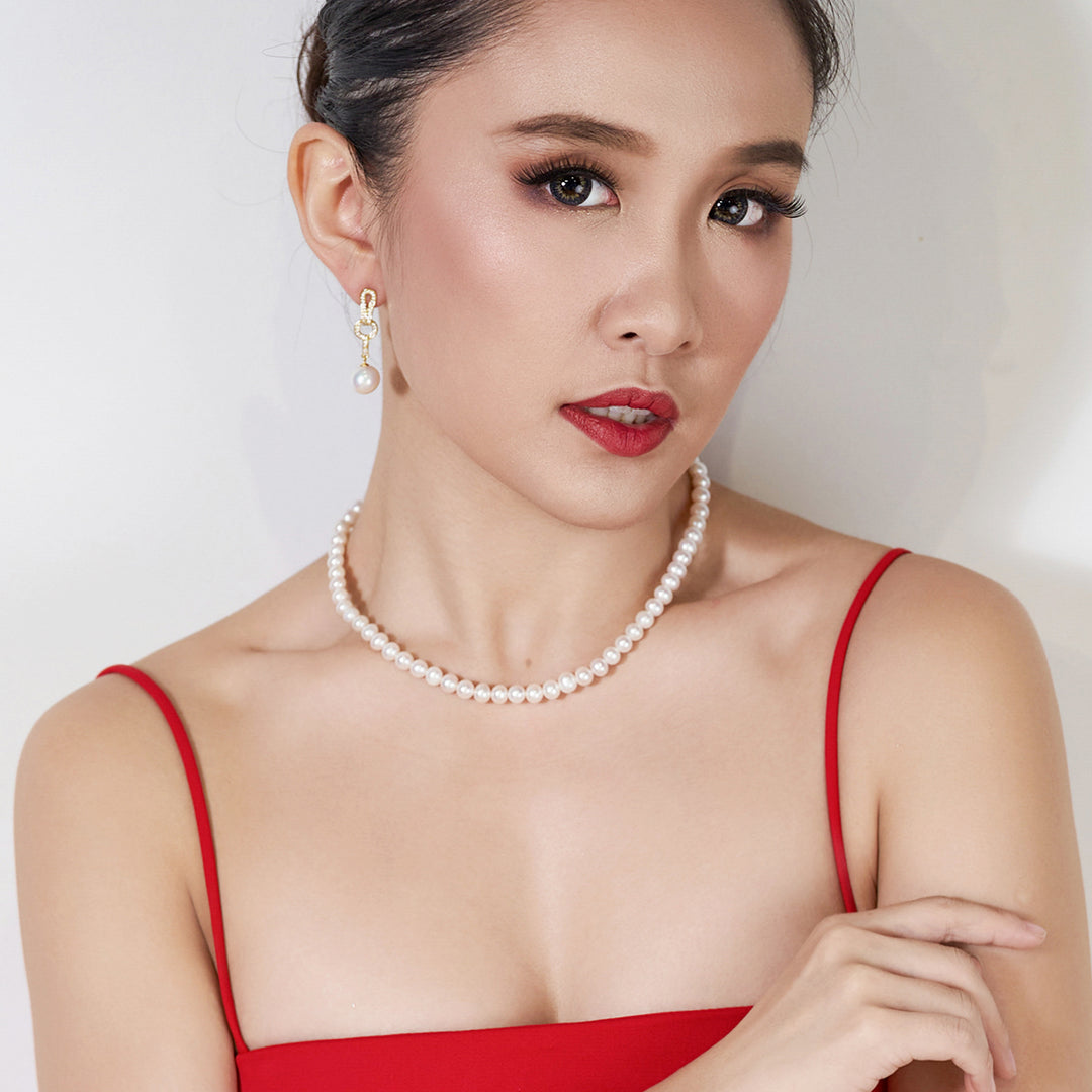 Elegant Freshwater Pearl Earrings WE00670 - PEARLY LUSTRE