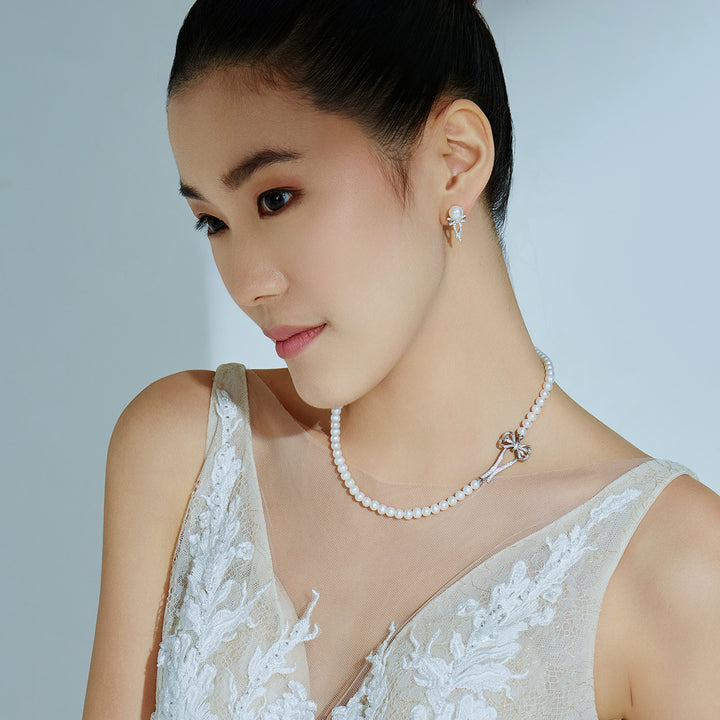 Freshwater Pearl Earrings WE00297 | RIBBON - PEARLY LUSTRE