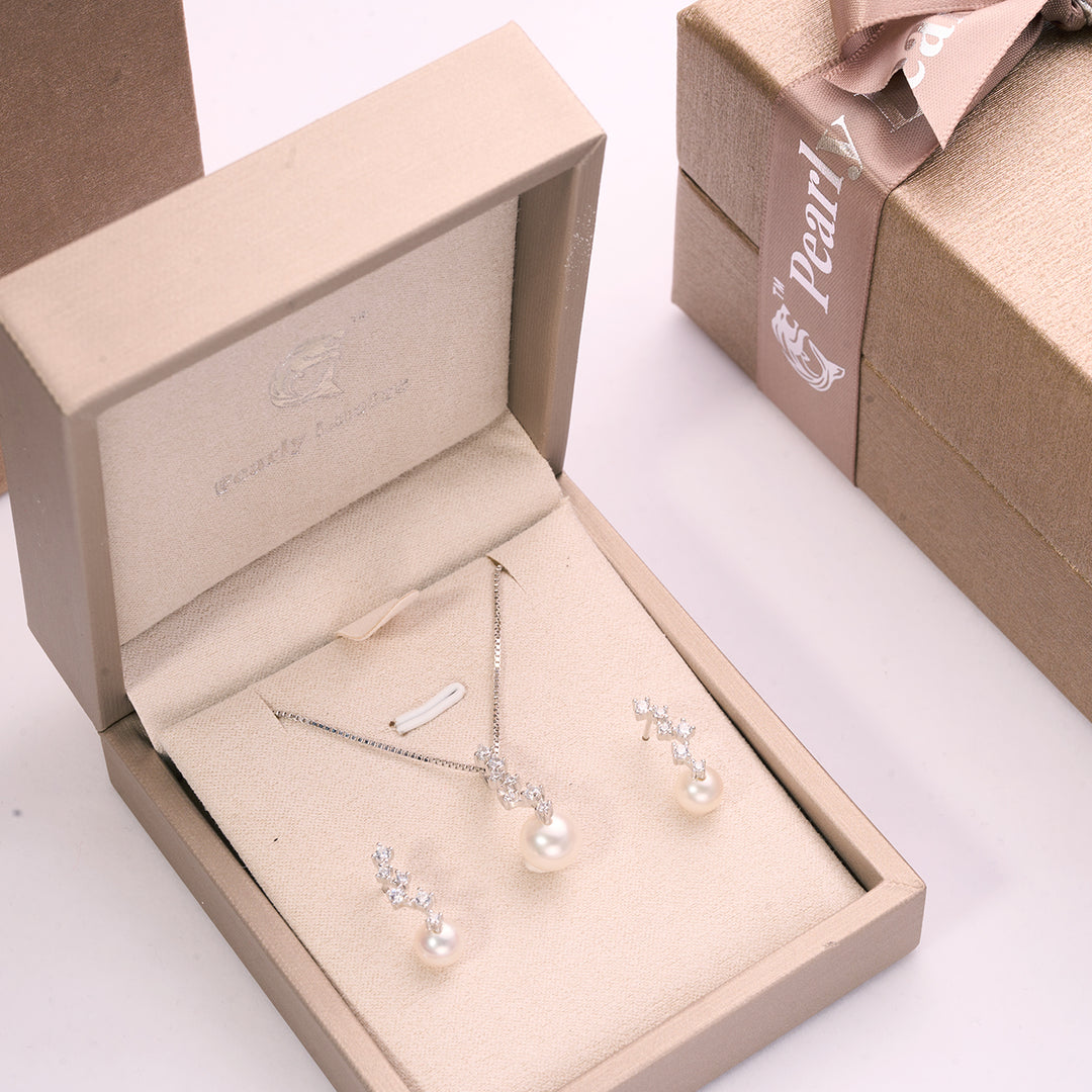 New Yorker Freshwater Pearl Set WS00118 | STARRY - PEARLY LUSTRE