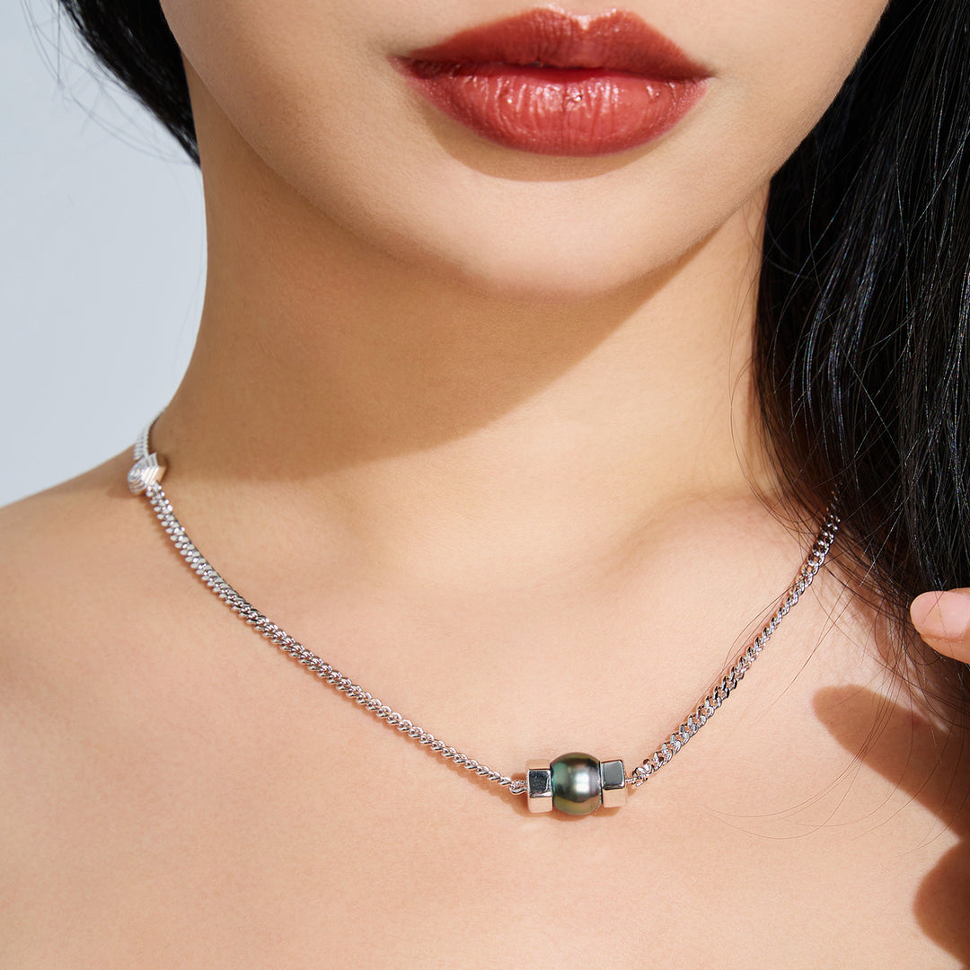 Tahitian Pearl Necklace WN00745 | HEXAGON - PEARLY LUSTRE