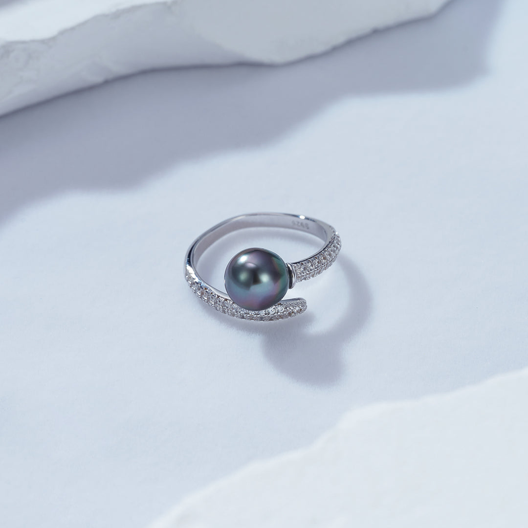 Elegant Saltwater Tahitian Pearl Ring WR00125 - PEARLY LUSTRE