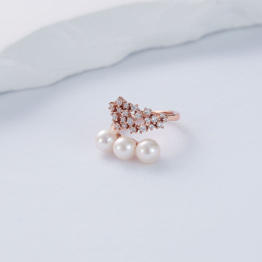 Elegant Freshwater Pearl Ring WR00128 | CELESTE - PEARLY LUSTRE