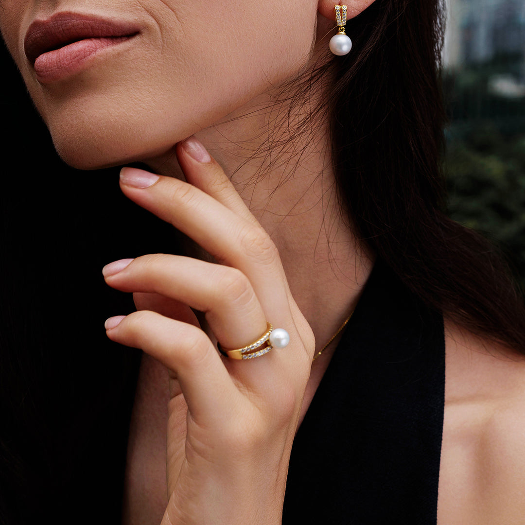 New Yorker Freshwater Pearl Ring WR00253 - PEARLY LUSTRE