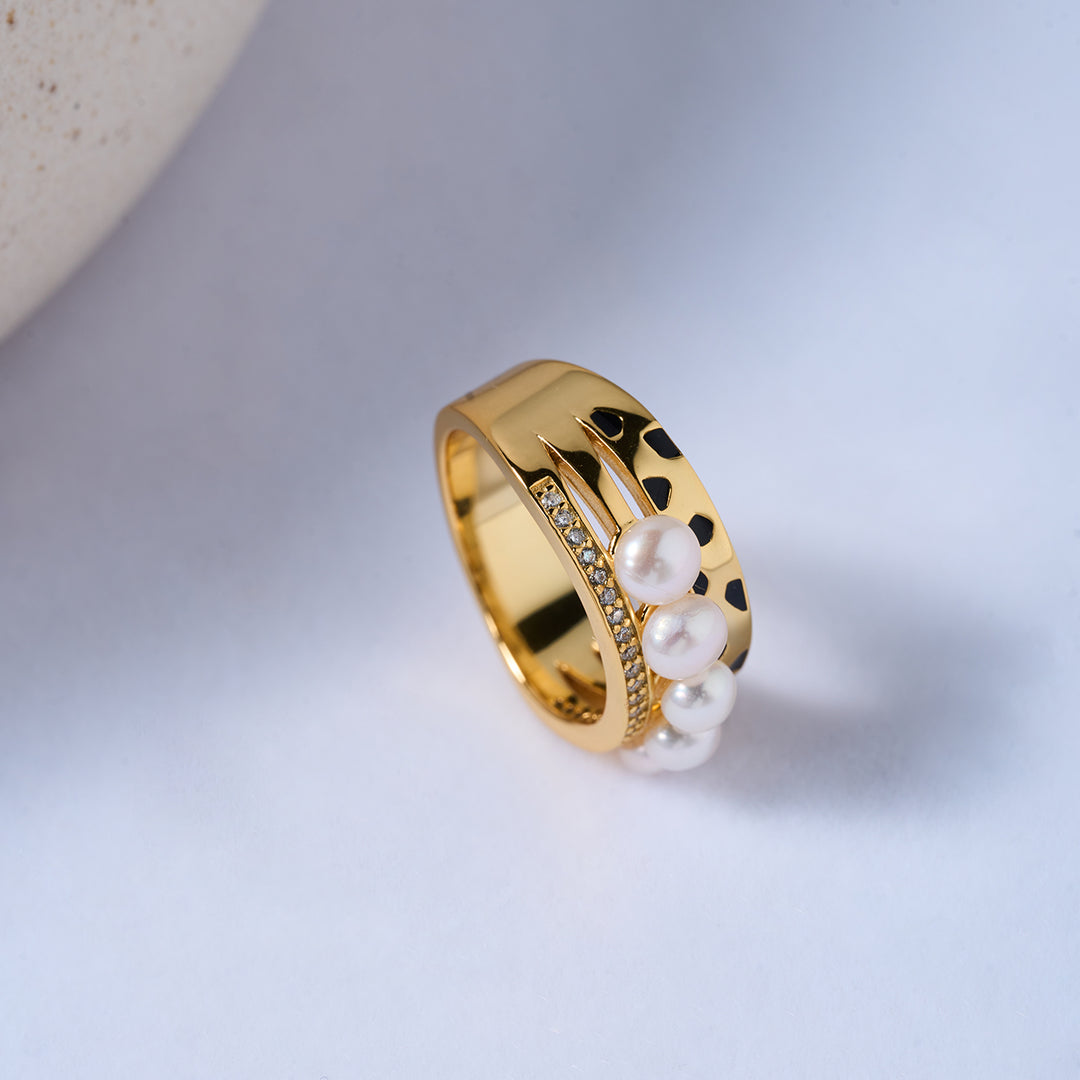 Cheetah Print Pearl Ring WR00279 | SAFARI - PEARLY LUSTRE