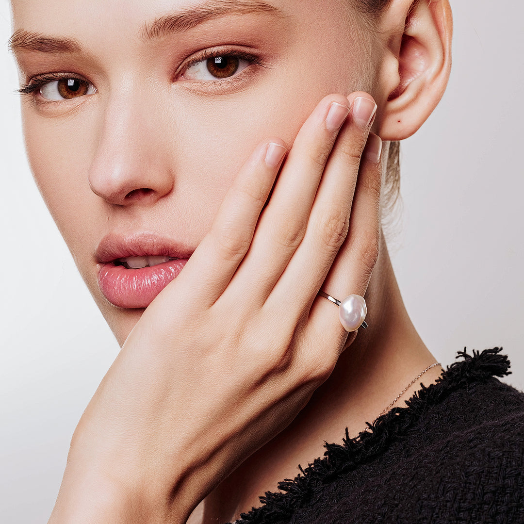 Baroque Freshwater Pearl Ring WR00300 | CLOUD - PEARLY LUSTRE