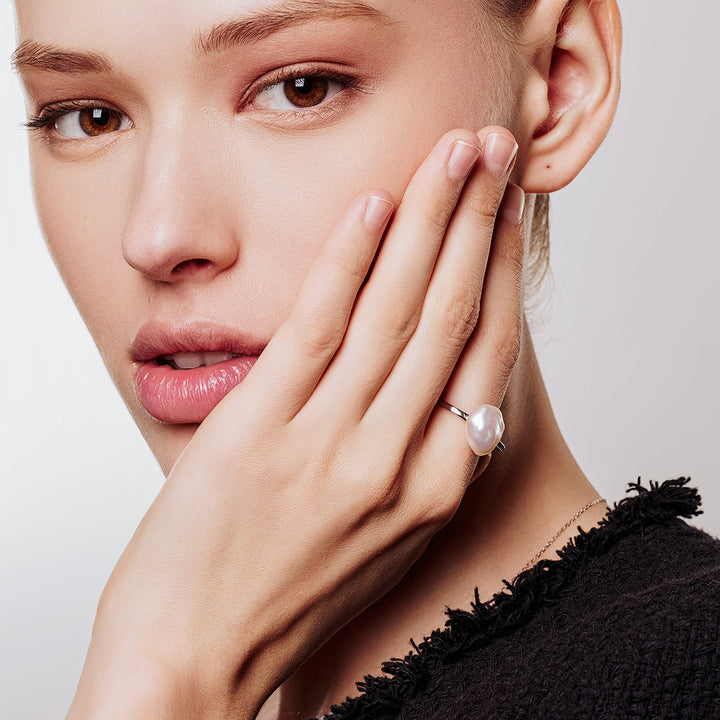 Baroque Freshwater Pearl Ring WR00300 | CLOUD - PEARLY LUSTRE