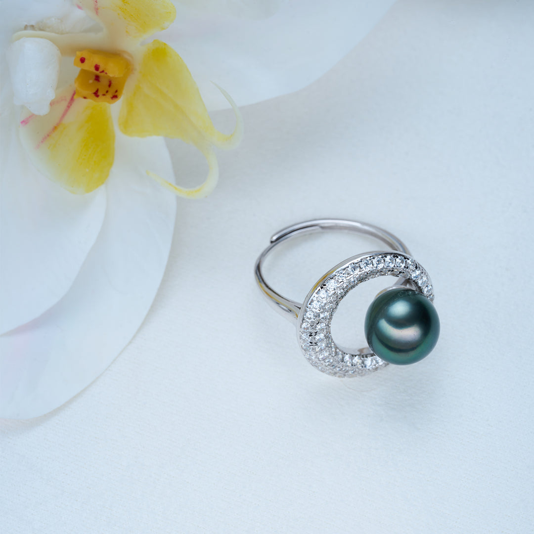 Top Lustre Saltwater Tahitian Pearl Ring WR00302 - PEARLY LUSTRE