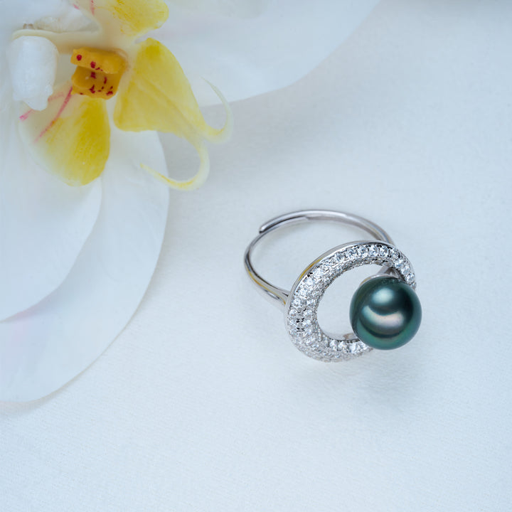 Top Lustre Saltwater Tahitian Pearl Ring WR00302 - PEARLY LUSTRE
