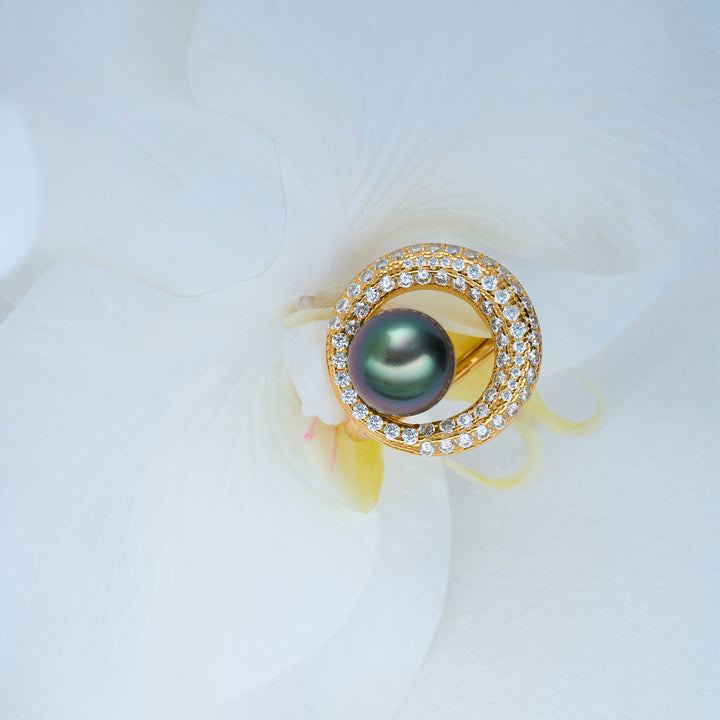 Top Lustre Saltwater Tahitian Pearl Ring WR00302 - PEARLY LUSTRE