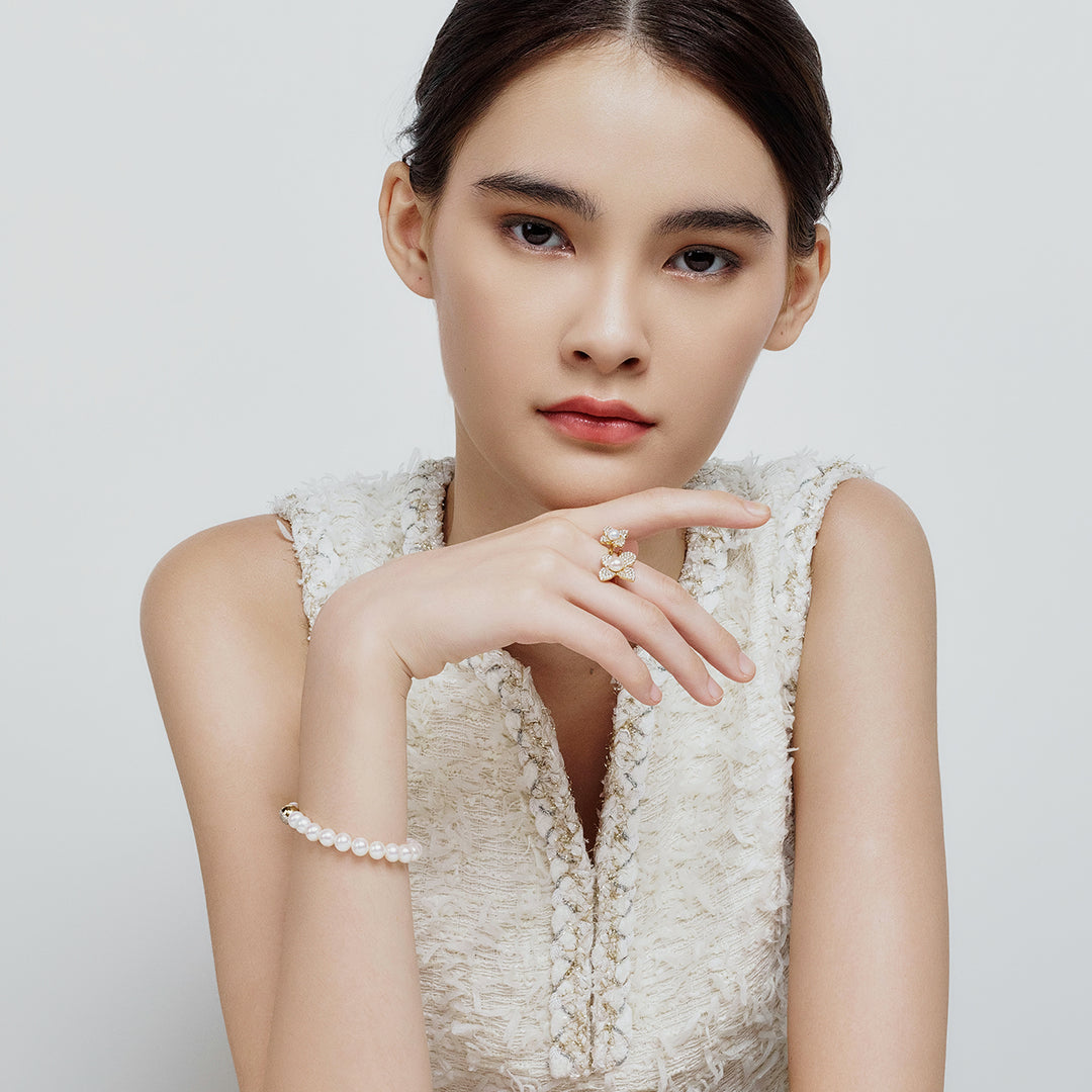 Top Grade Freshwater Pearl Rings WR00307 | BLOOM - PEARLY LUSTRE