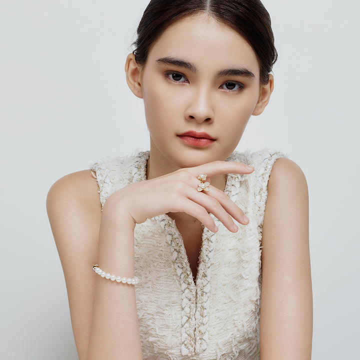 Top Grade Freshwater Pearl Rings WR00307 | BLOOM - PEARLY LUSTRE