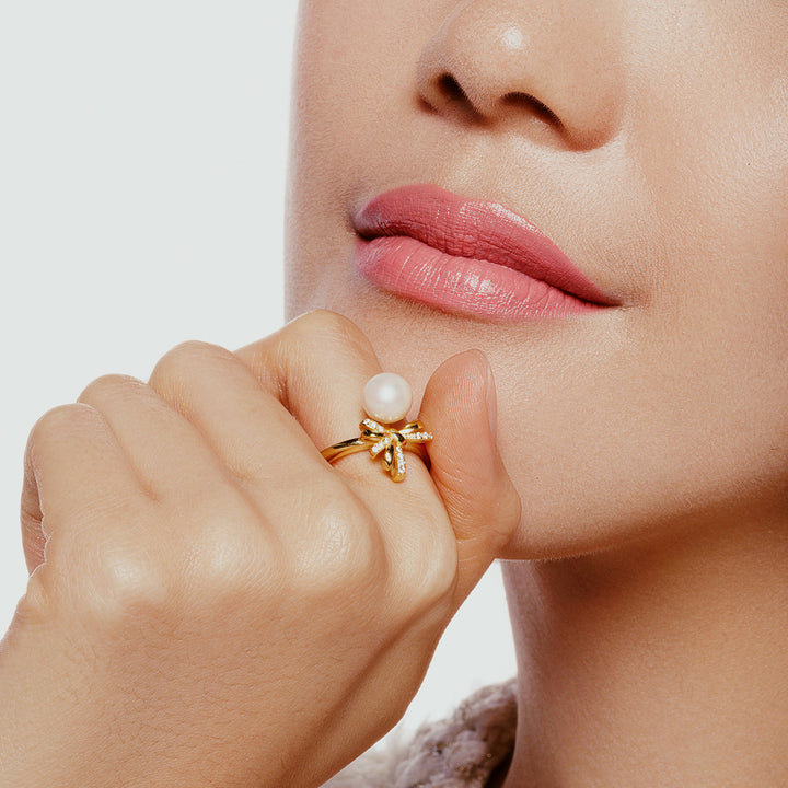 Freshwater Pearl Ring WR00313 | RIBBON - PEARLY LUSTRE