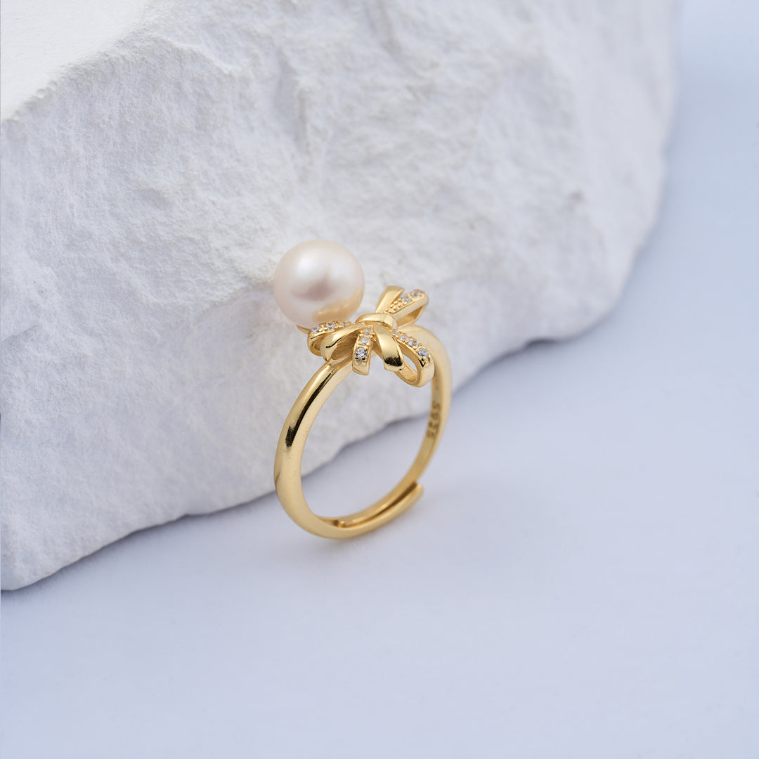 Freshwater Pearl Ring WR00313 | RIBBON - PEARLY LUSTRE