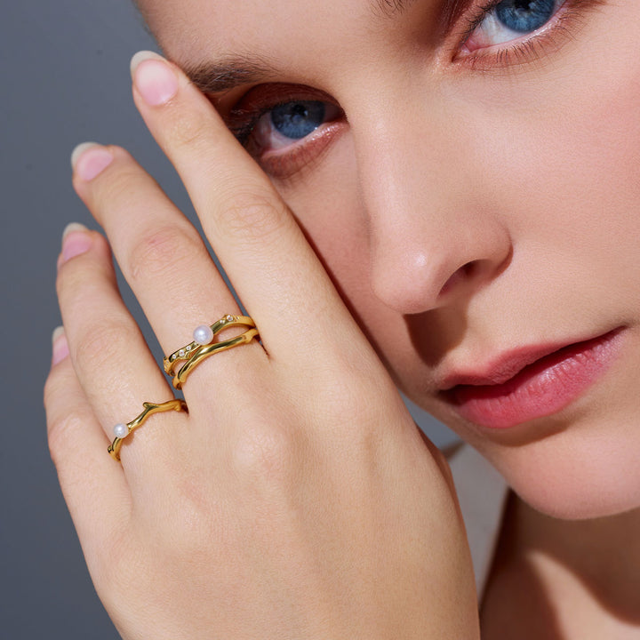 Top Grade Freshwater Pearl Ring WR00315 | ROSE - PEARLY LUSTRE