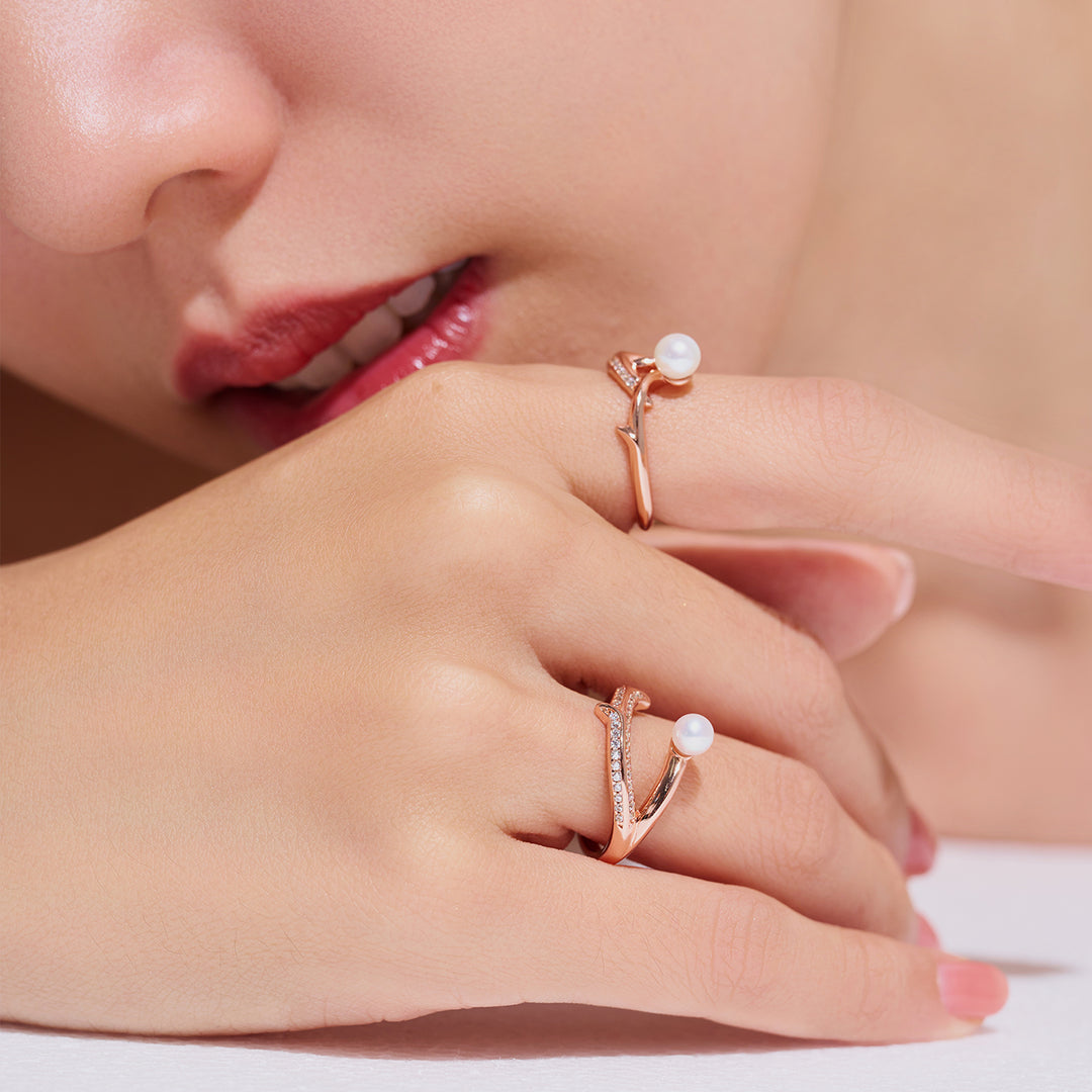 Top Grade Freshwater Pearl Ring WR00353 | ROSE - PEARLY LUSTRE