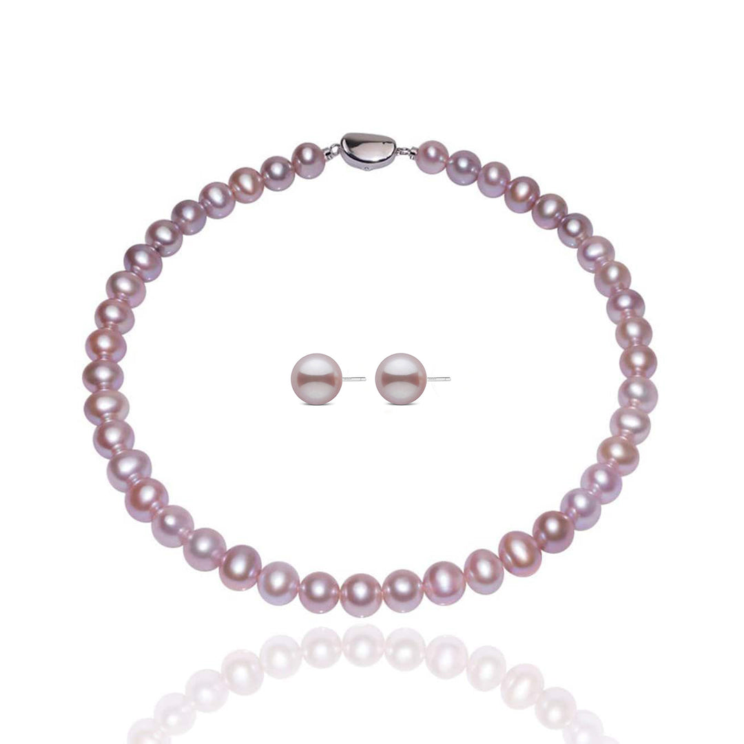 Elegant Purple Freshwater Pearl Set WS00064 - PEARLY LUSTRE