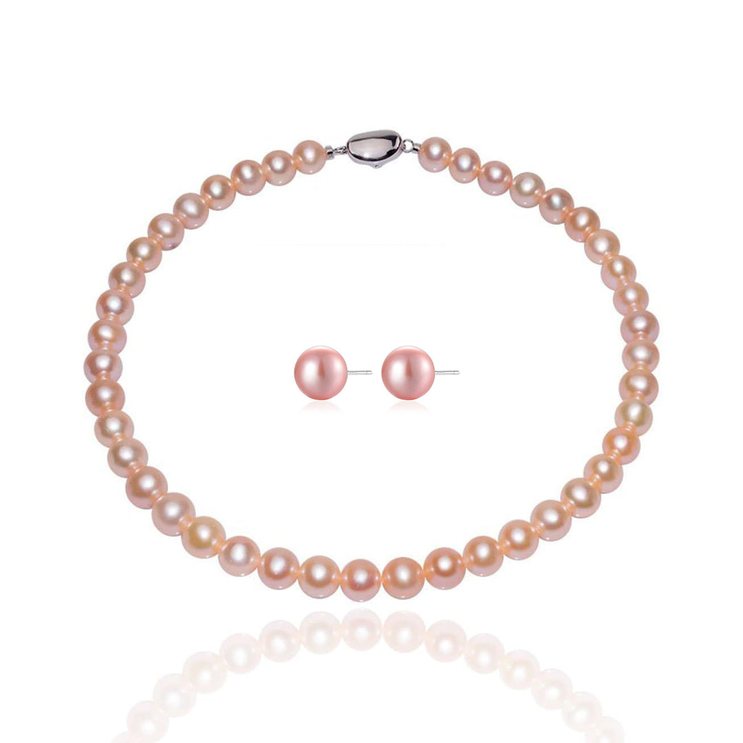 Elegant Pink Freshwater Pearl Set WS00065 - PEARLY LUSTRE
