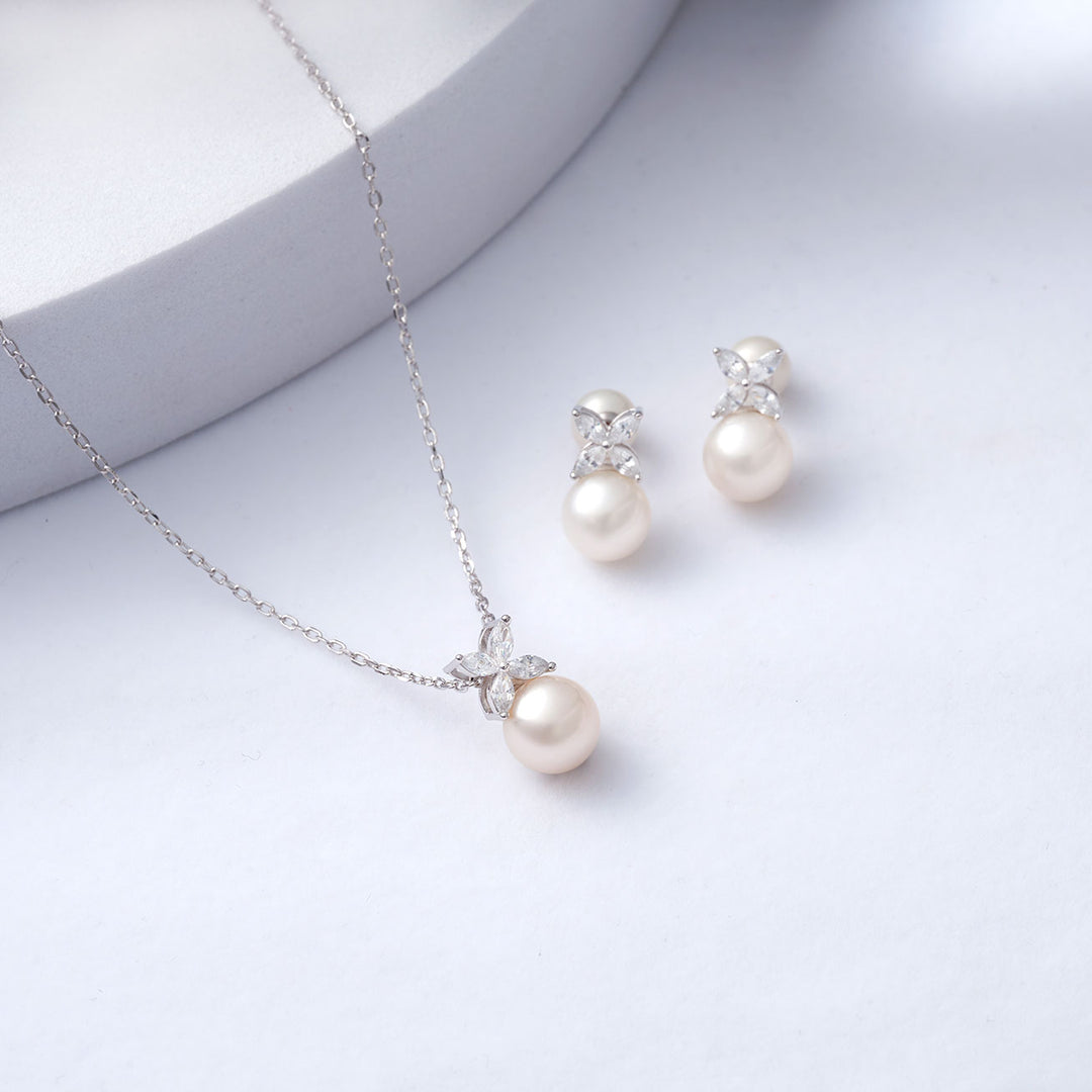 Top Grade Freshwater Pearl Necklace & Earrings Set WS00111 | EVERLEAF - PEARLY LUSTRE