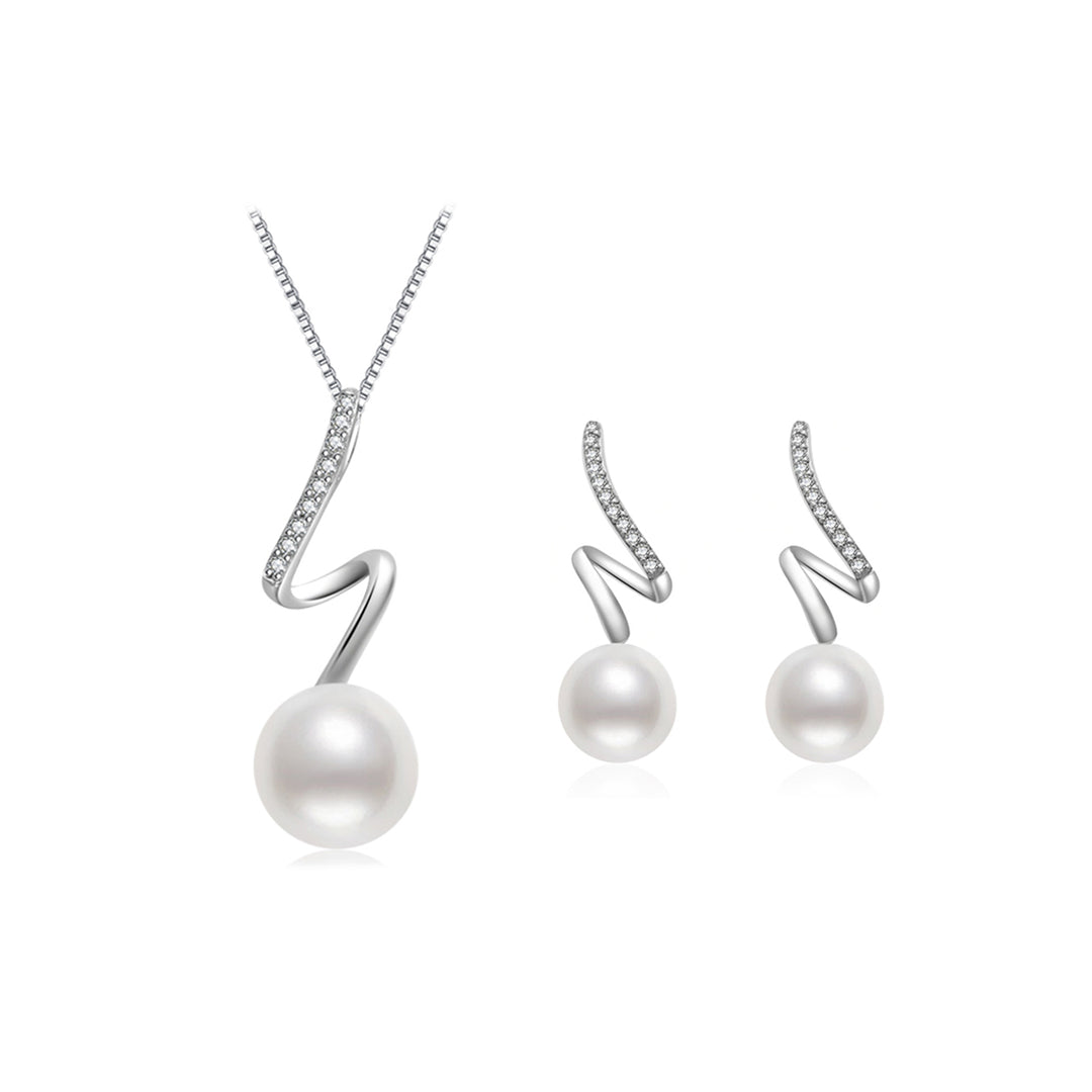 Top Grade Freshwater Pearl Necklace & Earrings Set WS00112 | S Collection - PEARLY LUSTRE