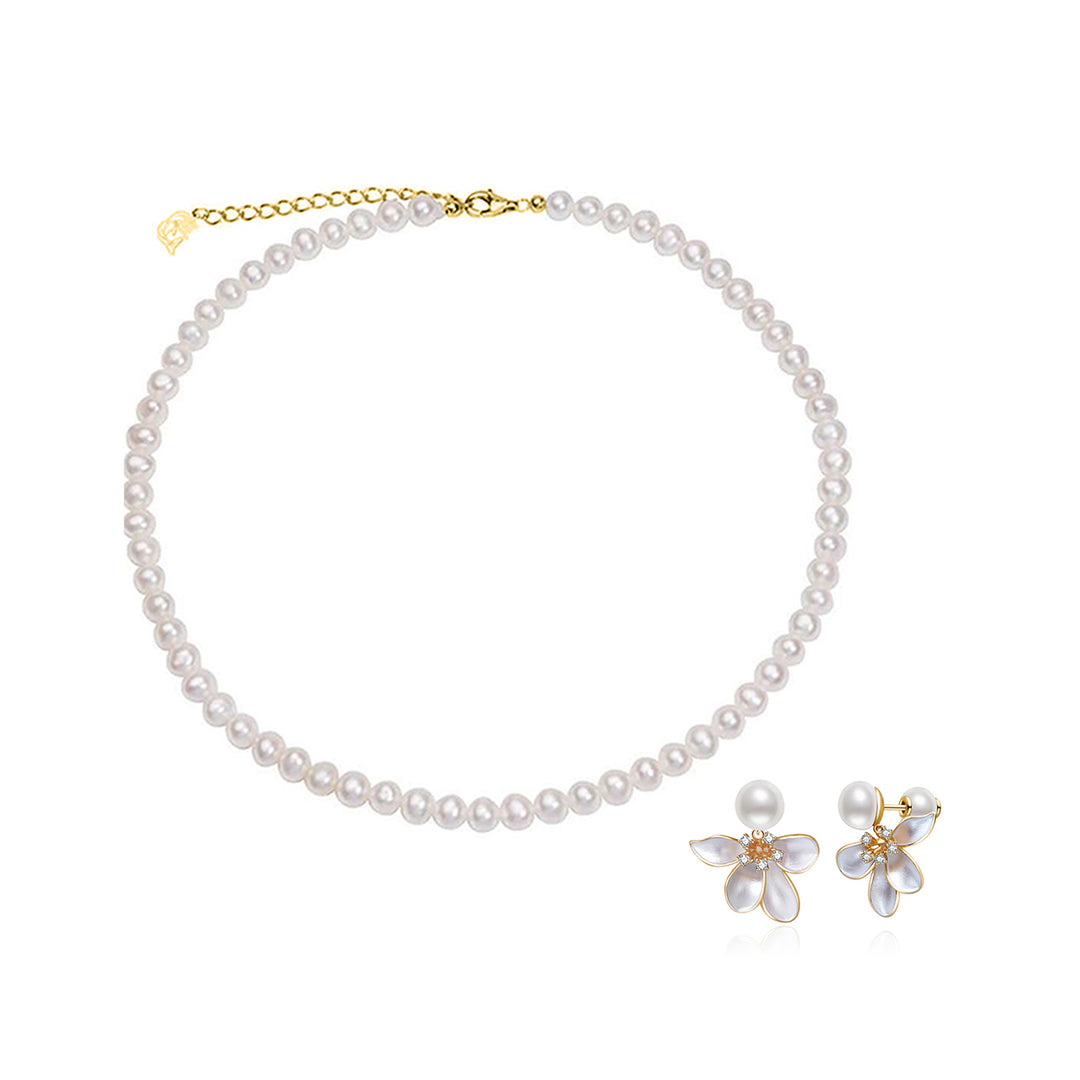 Elegant Freshwater Pearl Set WS00128 | ORCHID - PEARLY LUSTRE
