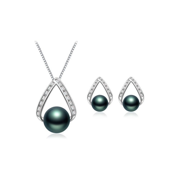 Tahitian Pearl Necklace & Earrings Set WS00129 - PEARLY LUSTRE