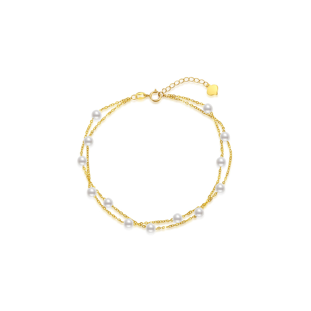 18K Solid Gold Freshwater Pearl Bracelet KB00035 - PEARLY LUSTRE