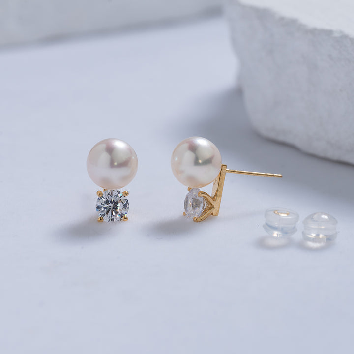 18K Gold Akoya Hanadama Pearl Earrings KE00100 - PEARLY LUSTRE