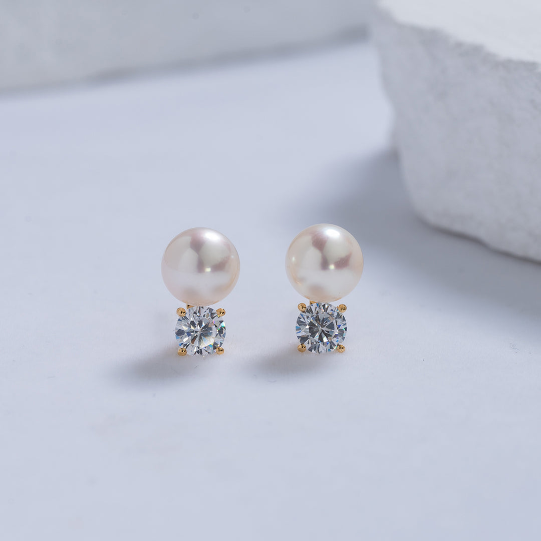 18K Gold Akoya Hanadama Pearl Earrings KE00100 - PEARLY LUSTRE